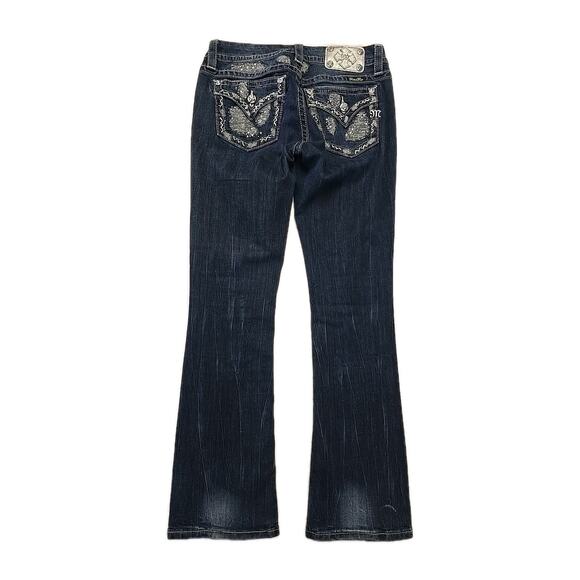 Miss Me Womens Signature Boot Jeans Sz 28 Flap Pocket Bling Embroidered Y2K - Picture 4 of 13